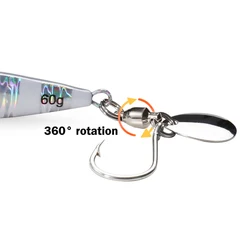 Señuelo jigging cuchilla giratoria con anzuelo simple para lubina