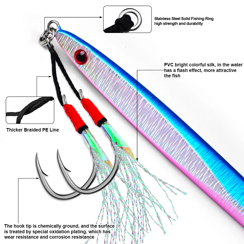 Anzuelos Jigging Proberos con borlas reflectantes multicolor acero - imagen 4