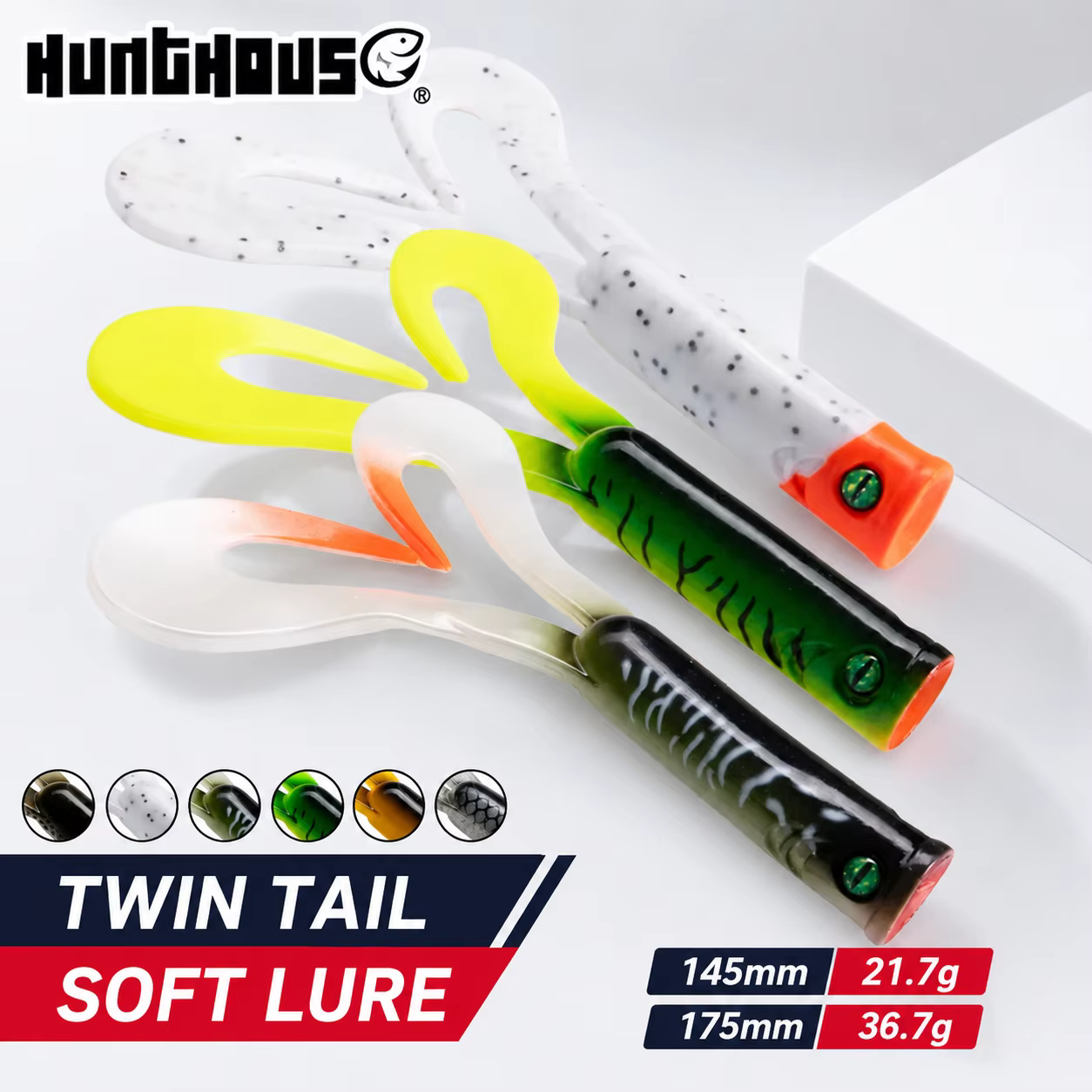 Hunthouse señuelo suave de vinilo doble cola para lucio y lubina - imagen 2