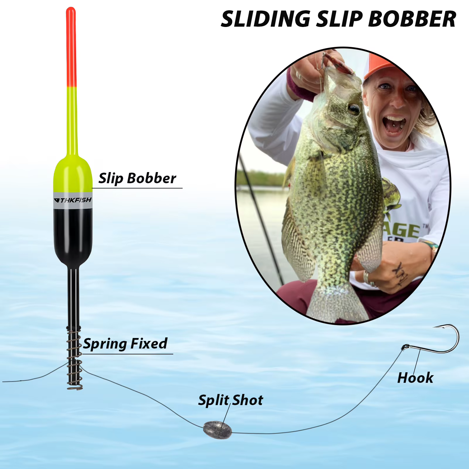 THKFISH Flotadores Deslizantes de Balsa – Crappie y Lubina - imagen 4