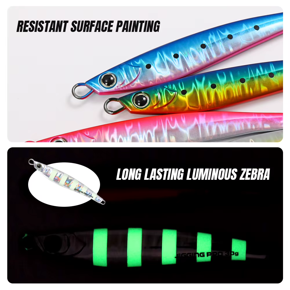 JIGGING PRO – Señuelo metálico UV luminoso para pesca vertical - imagen 3