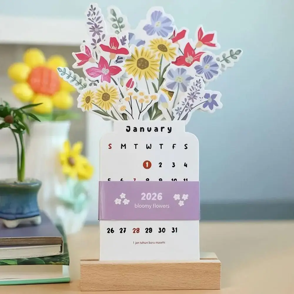 Calendario de escritorio floral con base desmontable forma florero - imagen 4