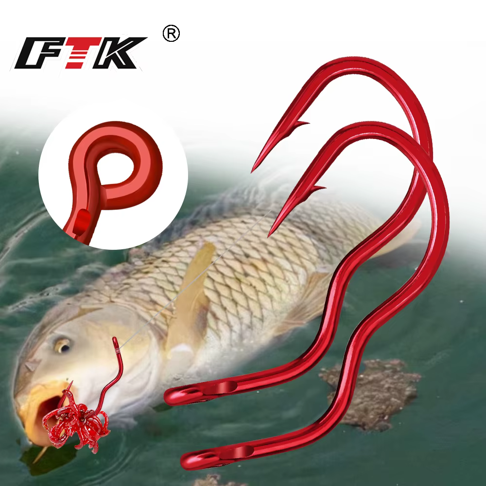 FTK Anzuelos para carpa acero carbono – Púas afiladas tapa automática - imagen 3