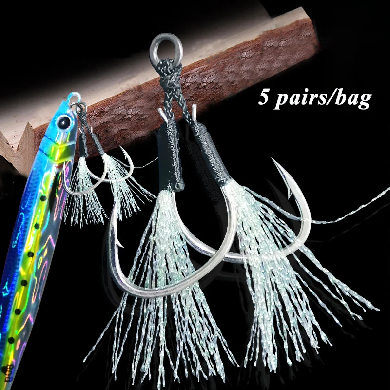 Anzuelos de asistencia con púas dobles Jigging – Acero alto carbono