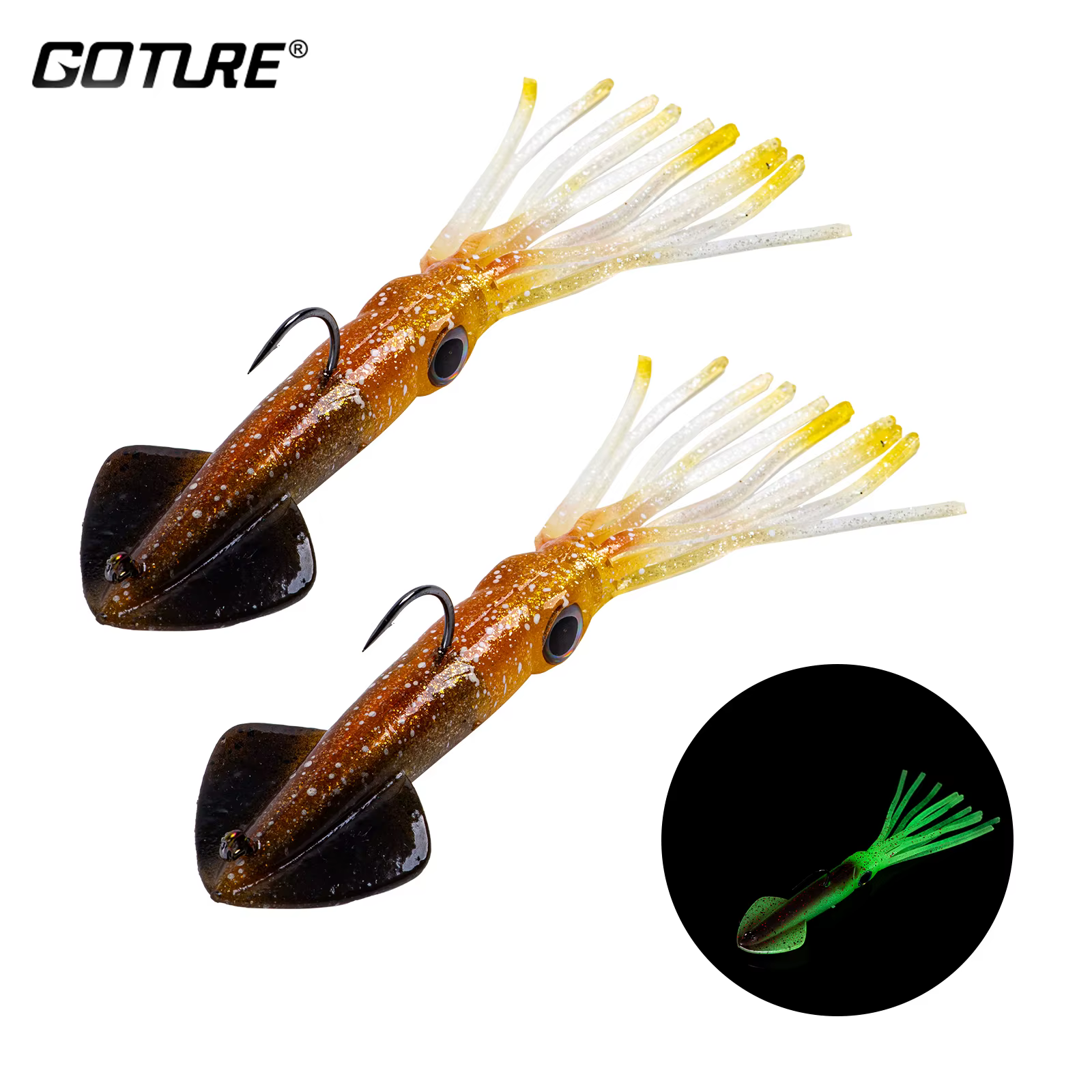 Goture Squid Jig Luminoso – Señuelo para pesca nocturna de atún