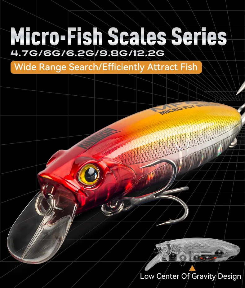 Señuelo minnow artificial Kingdom con acabado tipo pez