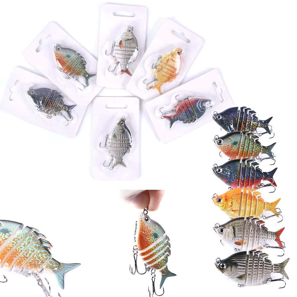 Sunfish Swimbait 6 segmentos con ojos 3D, anzuelo triple y caída - imagen 3