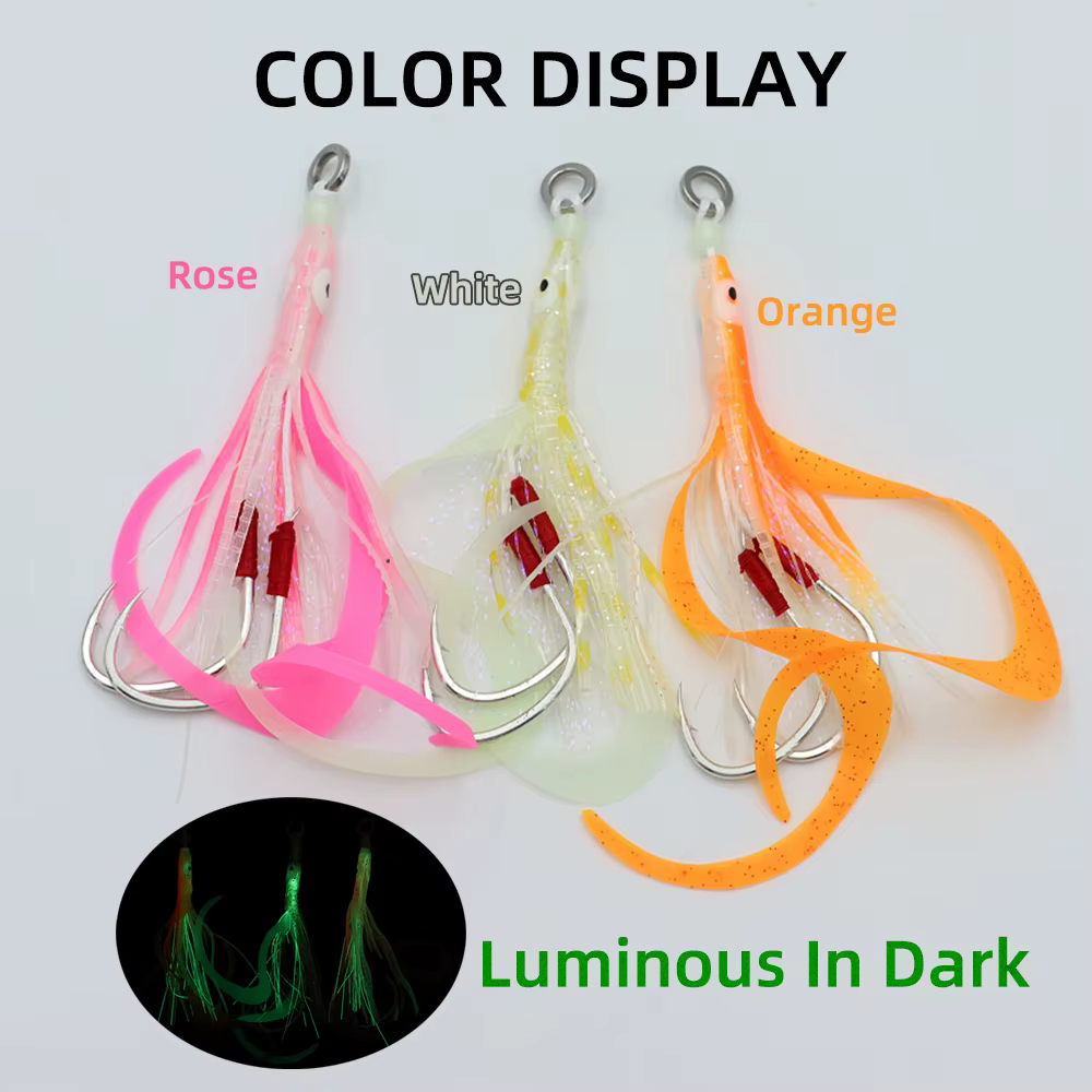 Faldas de calamar luminosas Ellllv con anzuelos assist slow jigging - imagen 5