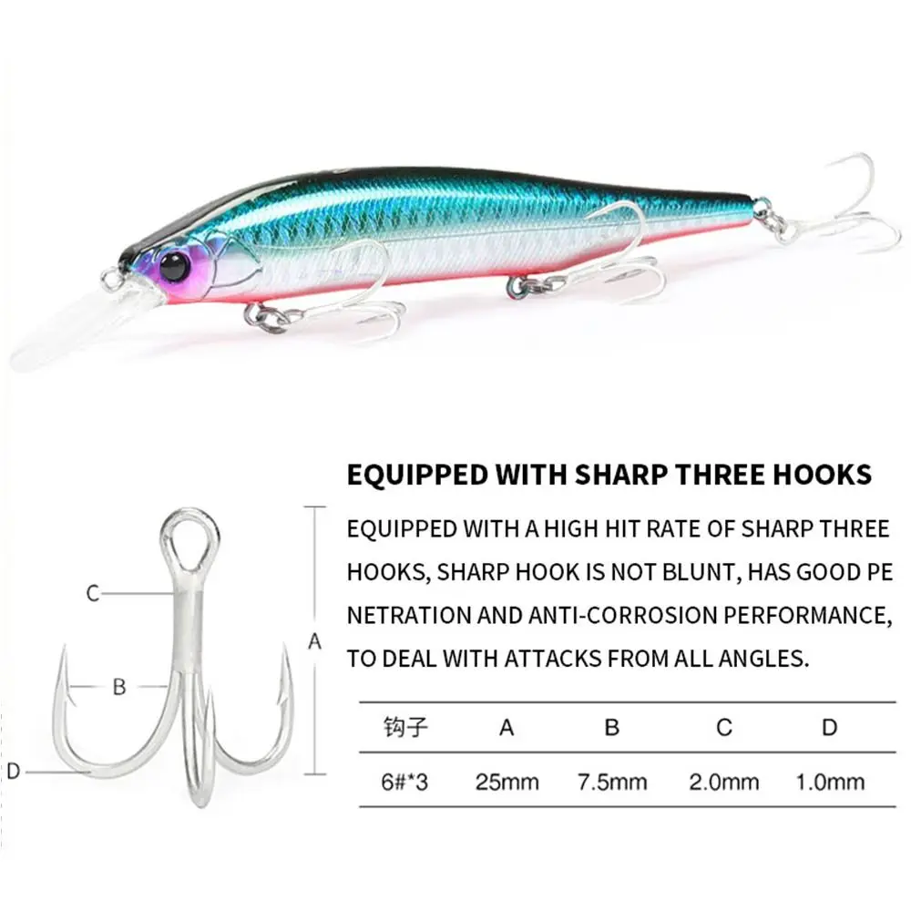 Crankbait Minnow hundimiento para pesca de invierno en agua fría rayas - imagen 3