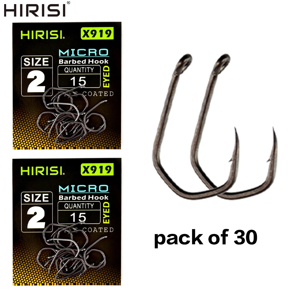 Anzuelos carpa Hirisi X919 de acero carbono PTFE micro púas
