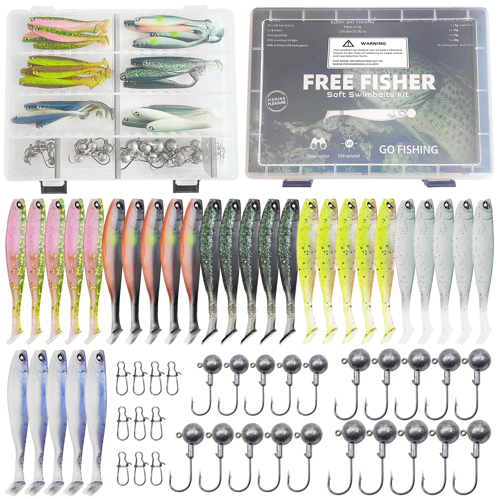 Free Fisher señuelos luminosos tipo swimbait con jig head - imagen 5