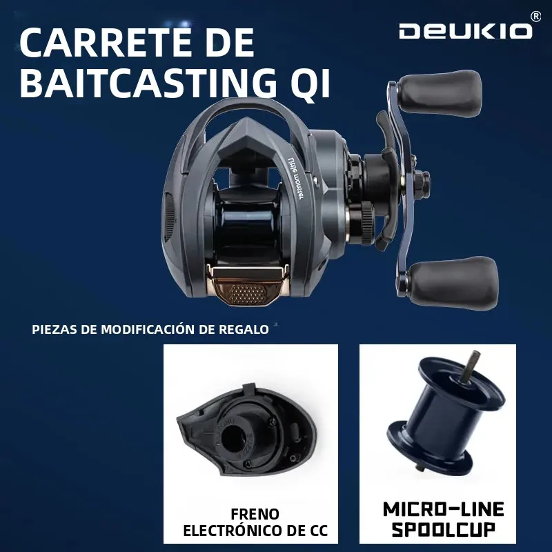 Carrete Baitcasting DEUKIO Mini con freno magnético y DC - imagen 2