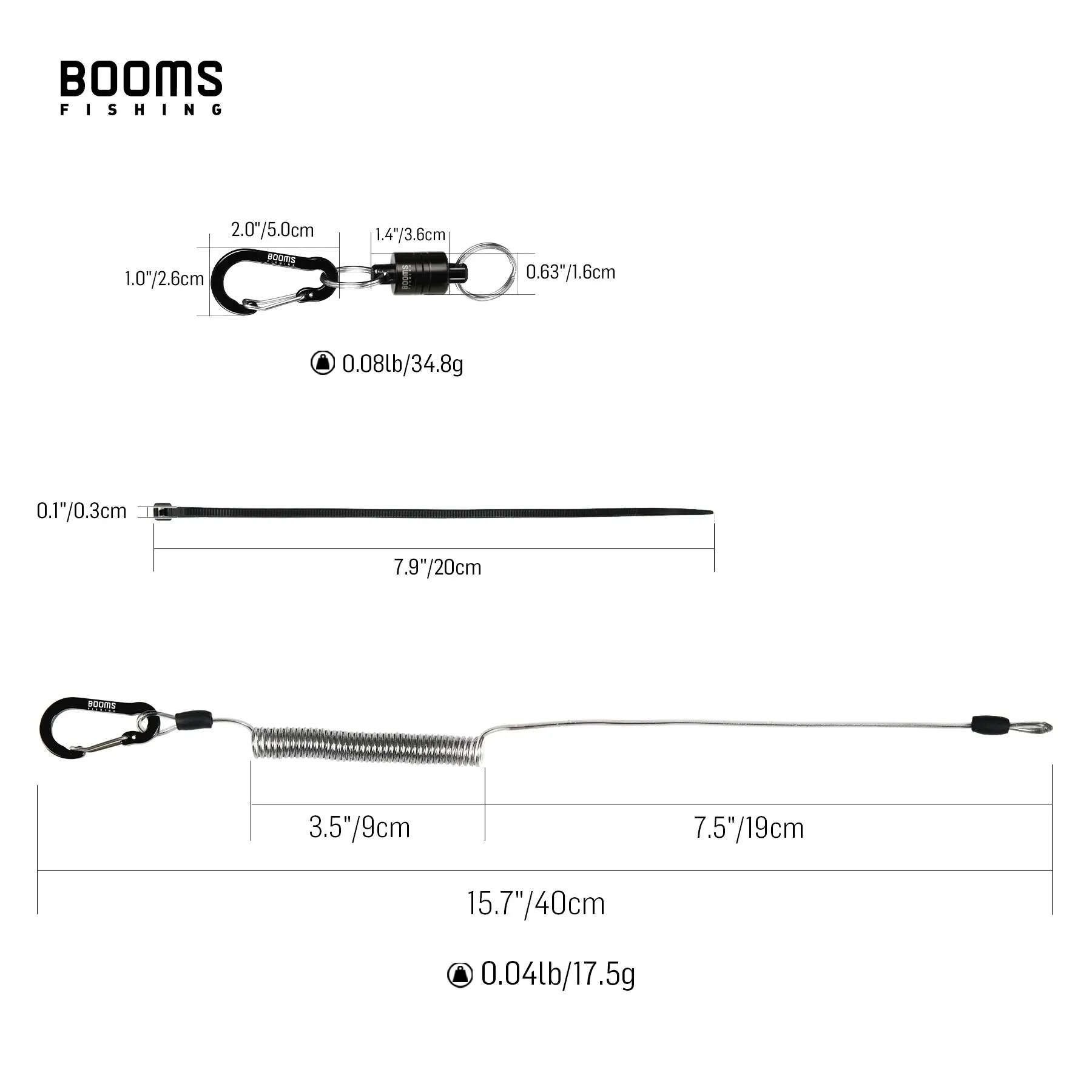 Clip liberación magnética Booms Fishing MN2 – Cordón 1,5 m aluminio - imagen 5