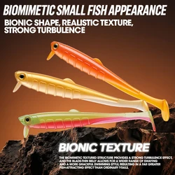 Señuelo blando Minnow T de cola Swimbait biónico multicolor ojos 3D