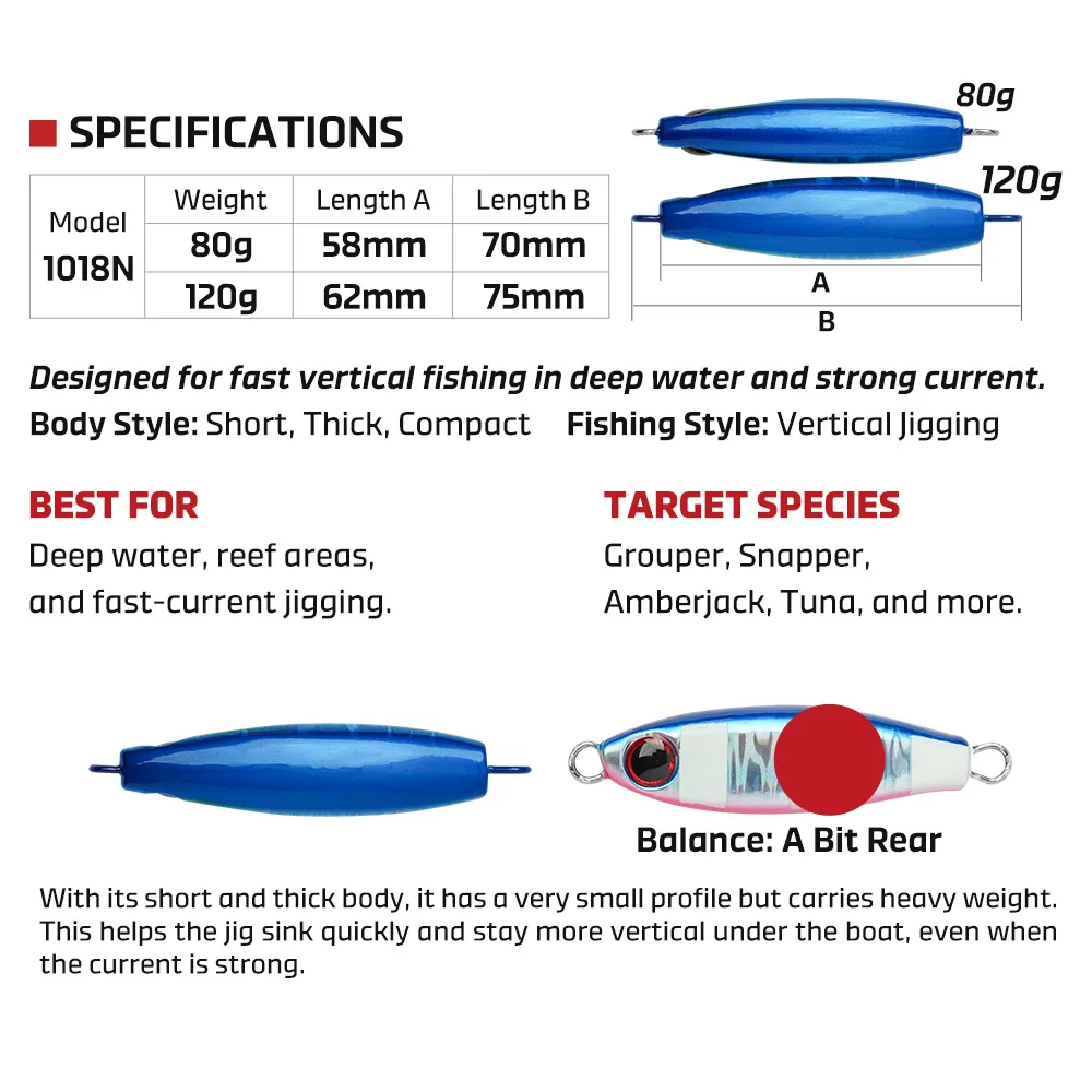 NOEBY Compact Power Jig señuelo para pesca vertical de atún - imagen 2