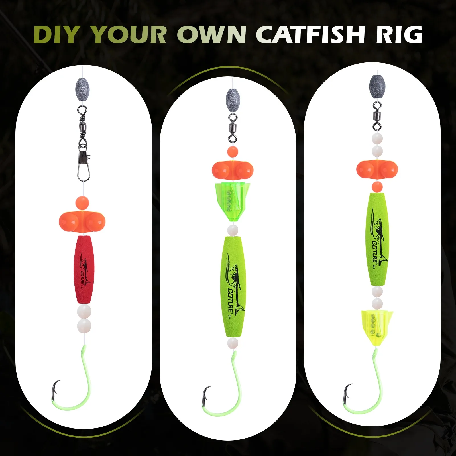 Goture Kit de pesca portátil EVA para bagre con señuelos - imagen 2