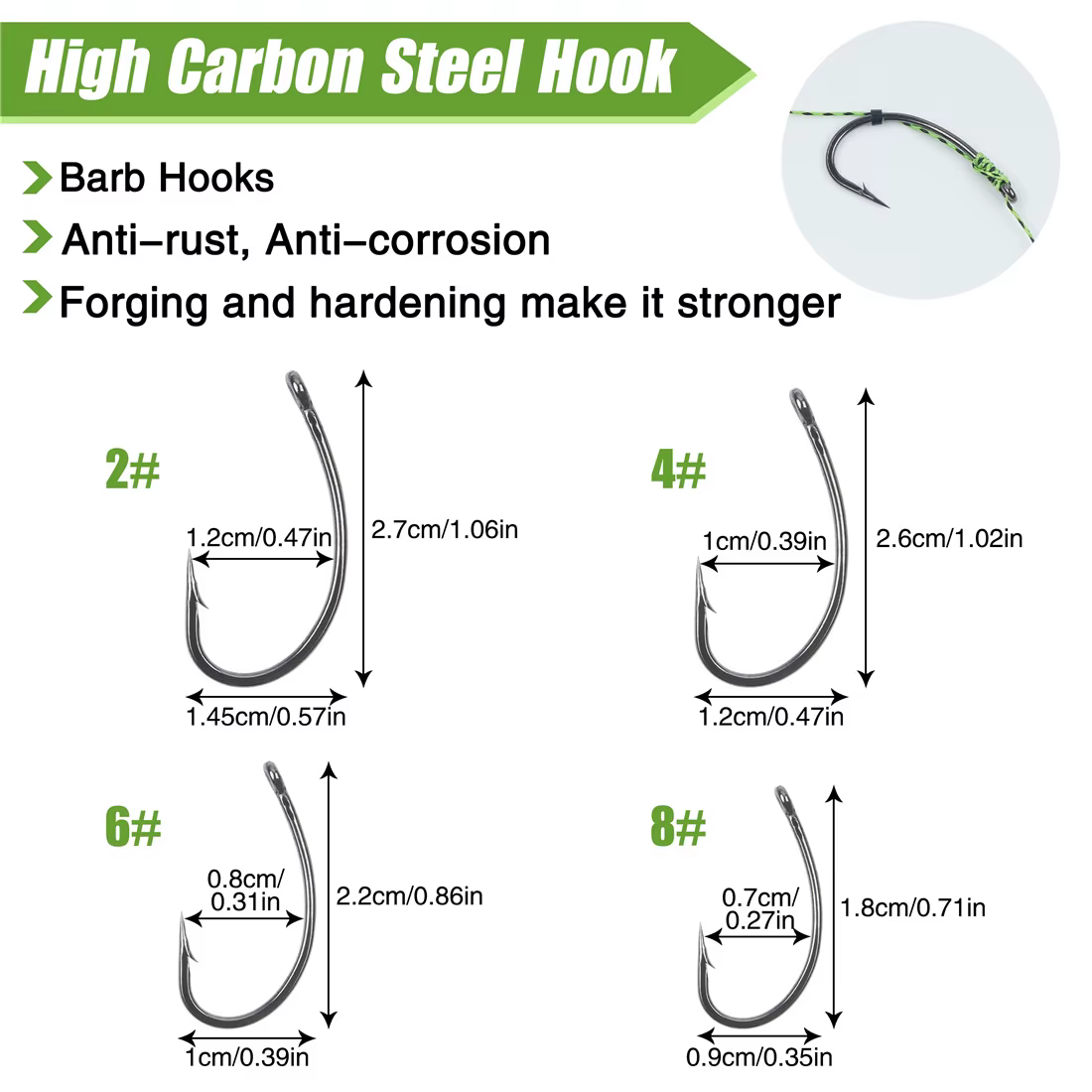 Aparejos de Carpa Pre-atados Hair Rig con Bucle – Listos para Usar