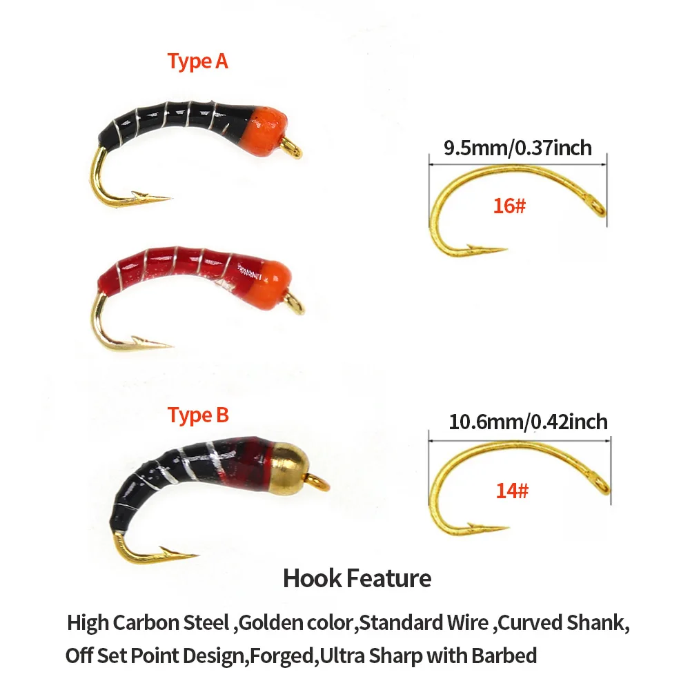 ICERIO BeadHead Zebra Midge – ninfa y moscas húmedas para trucha - imagen 2