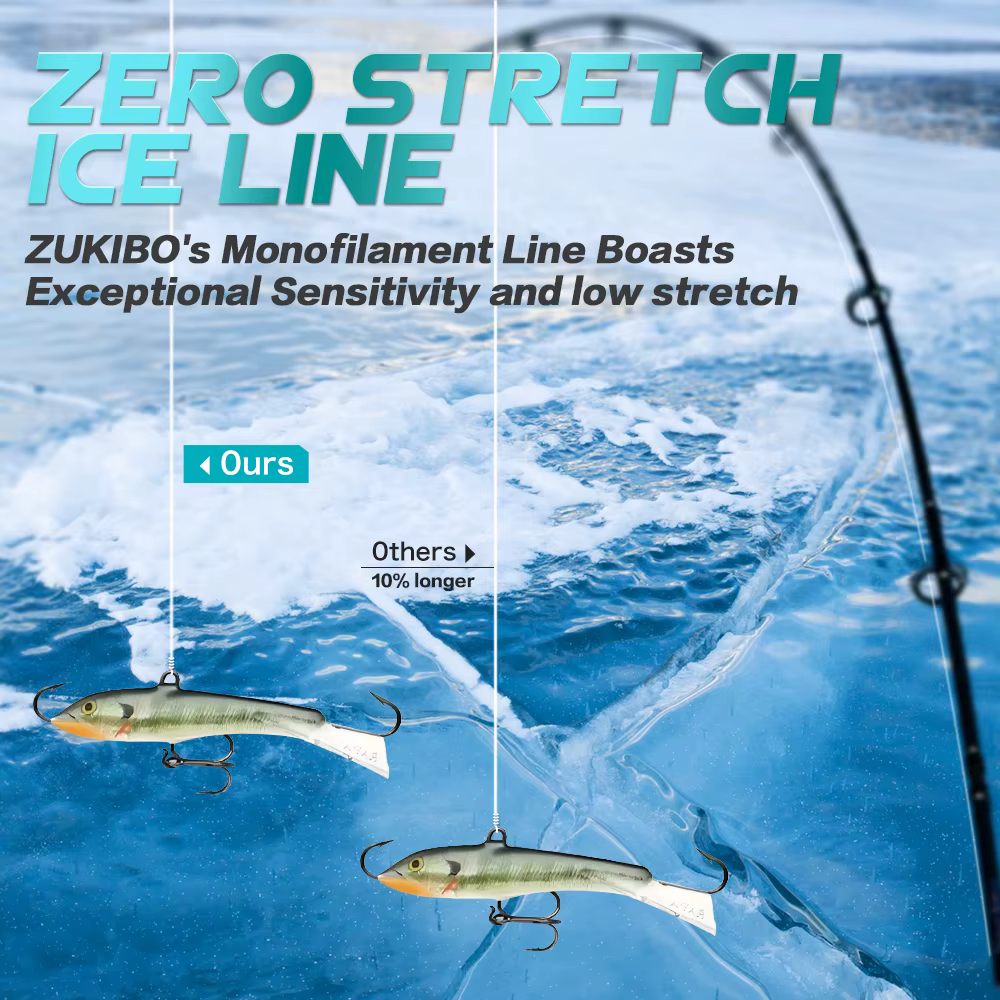 ZUKIBO Sedal de Pesca Mono Hielo – Alta Sensibilidad y Baja Memoria - imagen 4