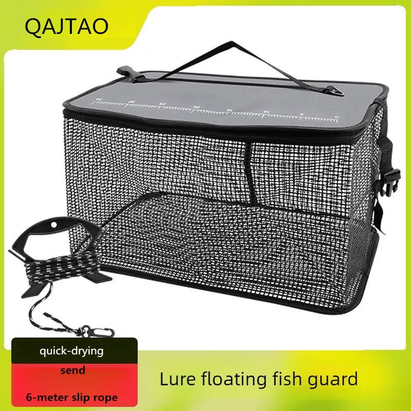 Cesta flotante de pesca plegable con red portátil para guardar