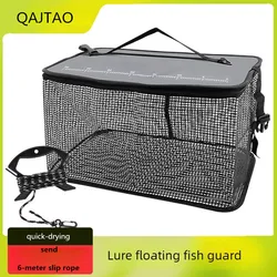 Cesta flotante de pesca plegable con red portátil para guardar