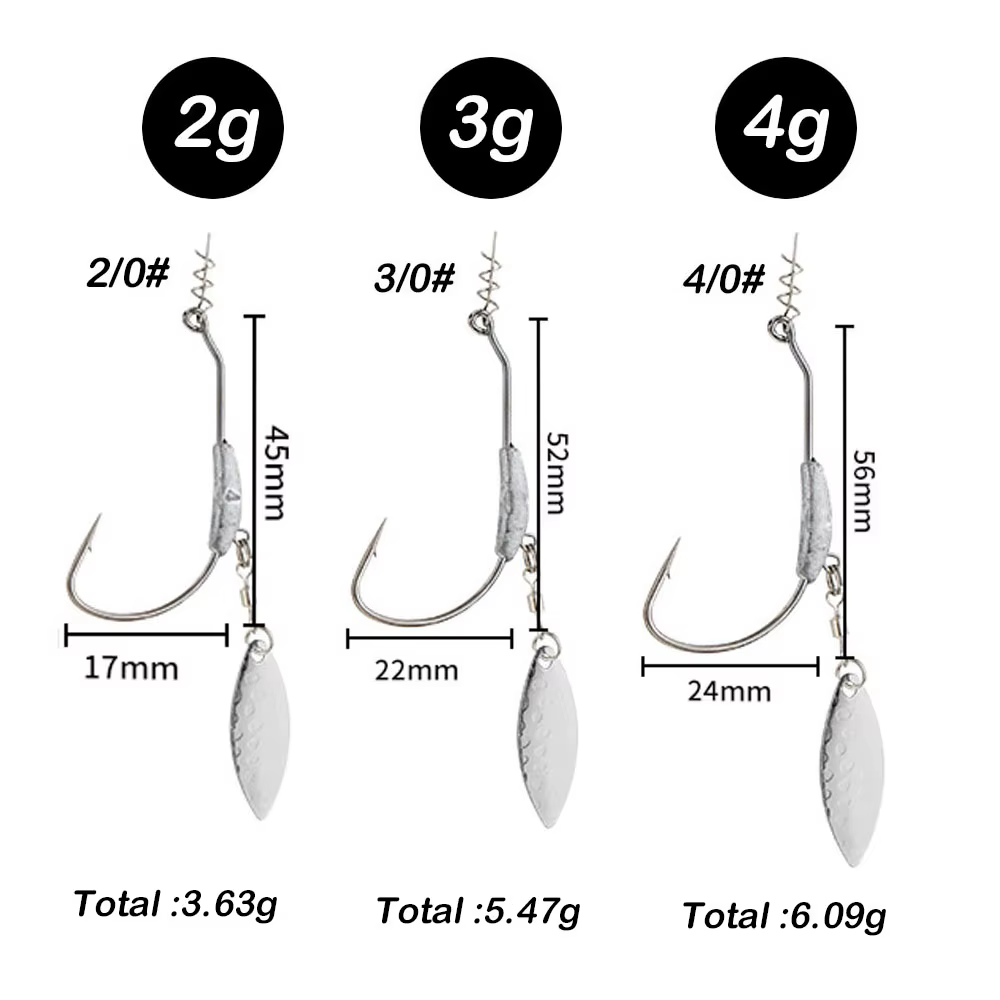 Anzuelo Jig Head 2G/3G/4G – Acero al carbono con giratorio para vinilos - imagen 4