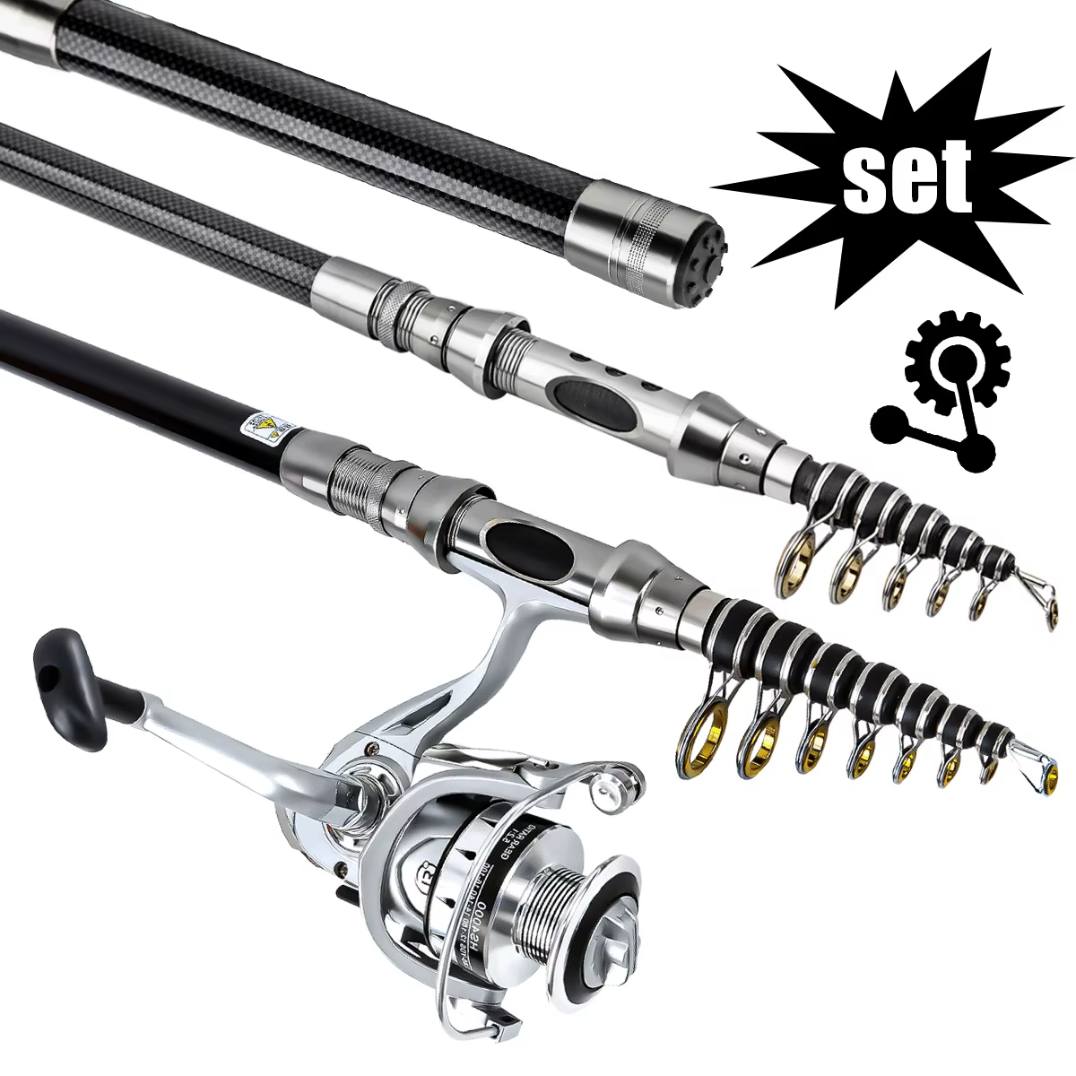 Caña Spinning Luya + Carrete Pesca Mar – Combo para Lanzamiento - imagen 4