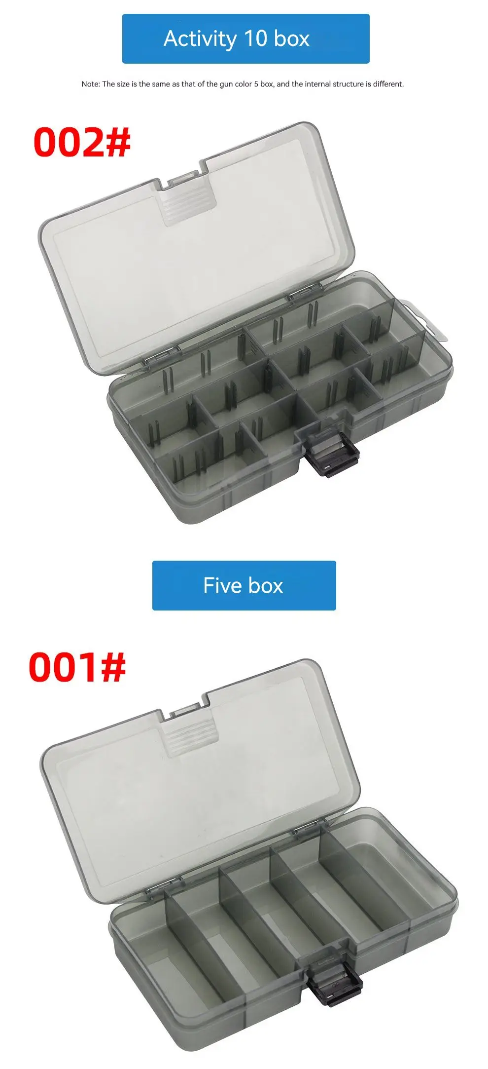 Vista superior de los compartimentos organizados