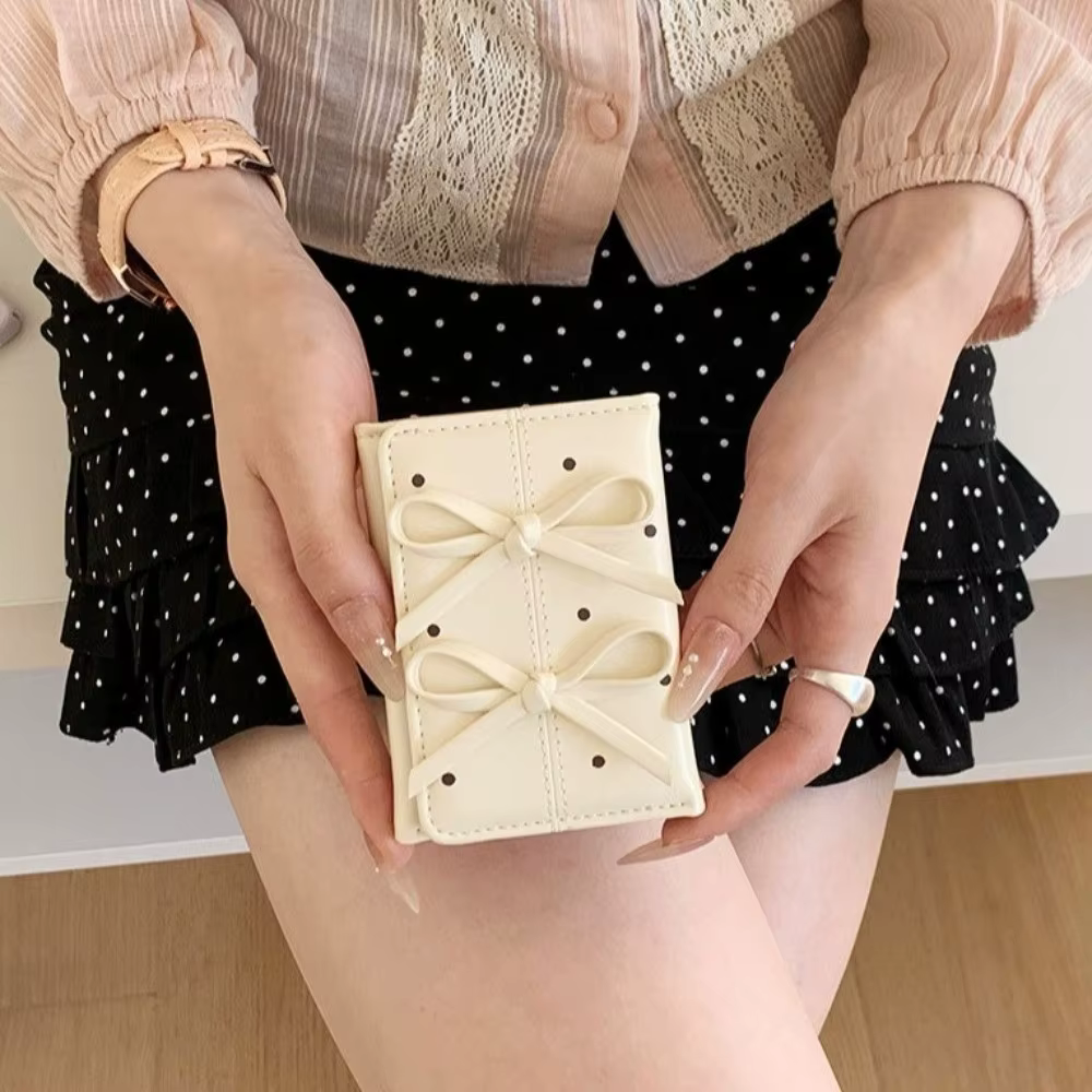Cartera Monedero PU con Lazo – Tarjetero con Puntos para Dama - imagen 5
