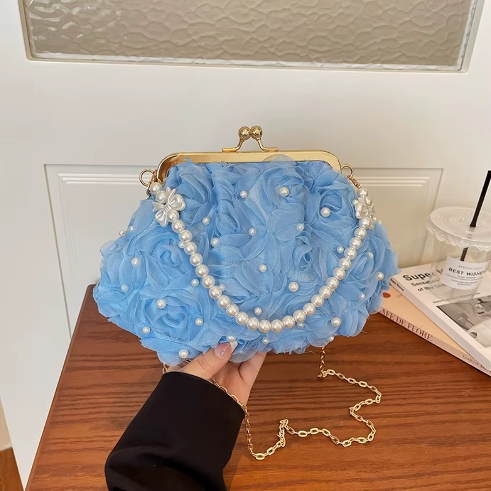 Bolso Concha Mujer con Cadena Perlas – Bandolera Noche Elegante