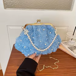 Bolso Concha Mujer con Cadena Perlas – Bandolera Noche Elegante