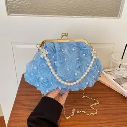 Bolso Concha Mujer con Cadena Perlas – Bandolera Noche Elegante