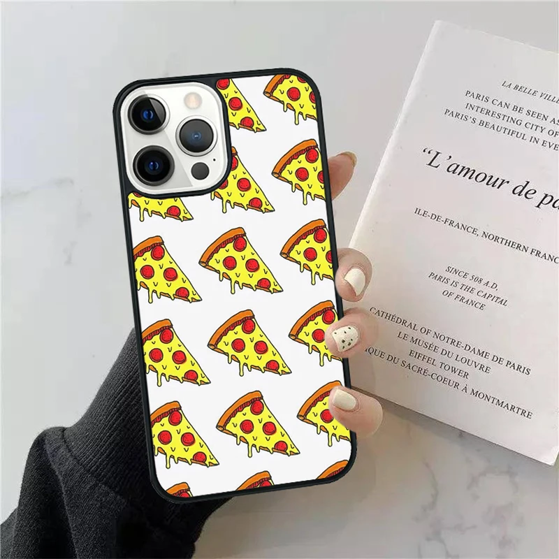Diseño de papas fritas, hamburguesa y pizza en funda para iPhone