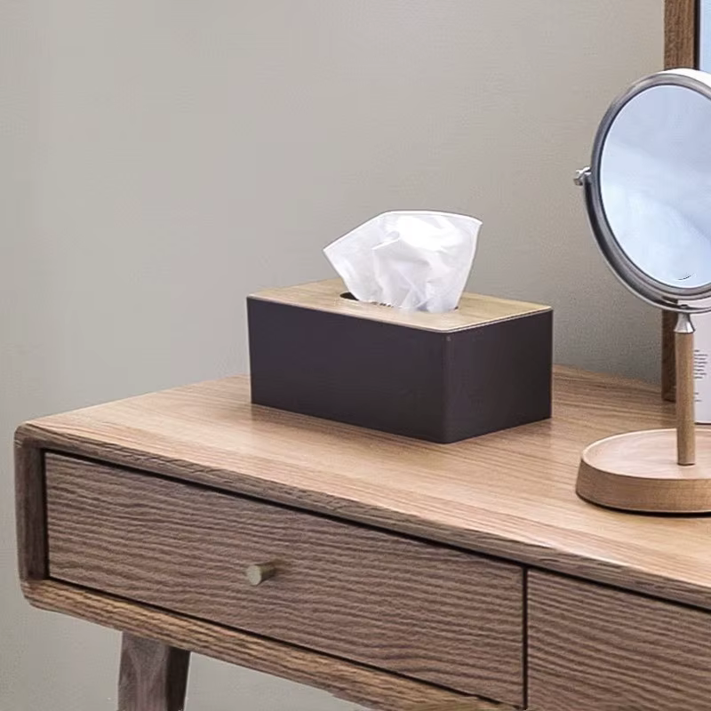 Caja de pañuelos bambú macizo elegante resistente para hogar - imagen 3