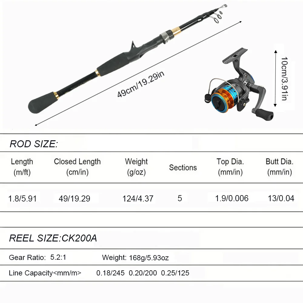 Kit de pesca retráctil portátil con anzuelo cebo colorido y bolsa - imagen 4