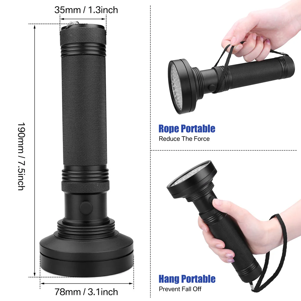 Linterna UV 100 LEDs vista frontal