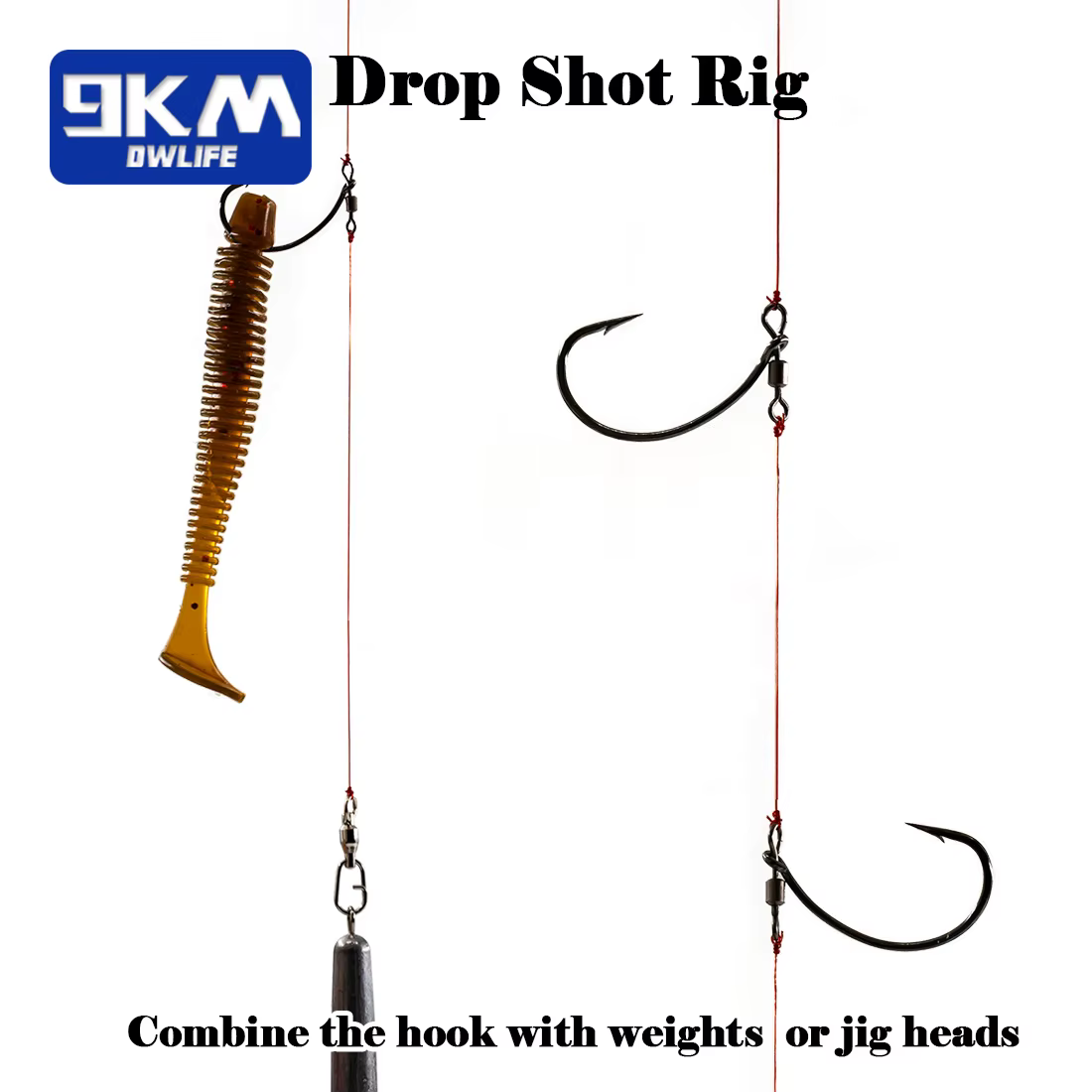 Anzuelo Worm Hook acero carbono para carpa y lubina - imagen 4
