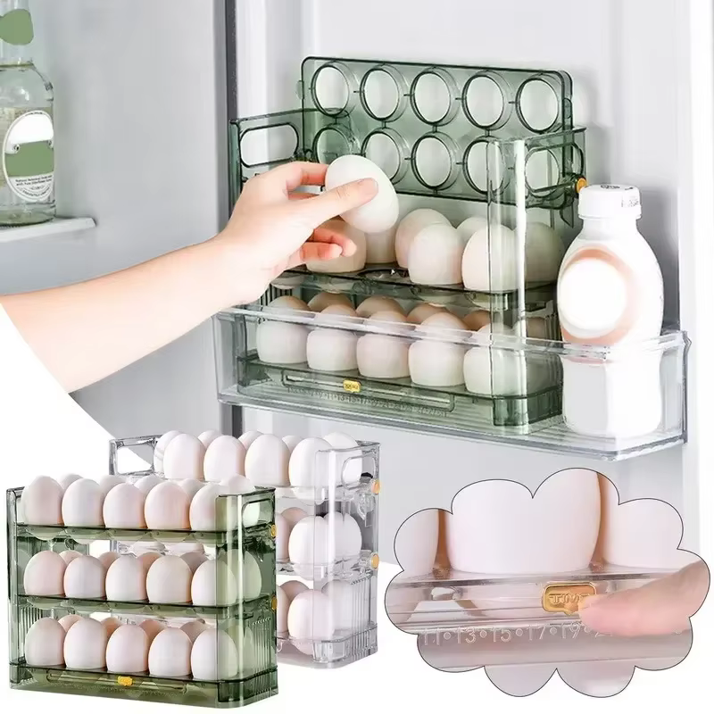 Organizador de huevos para frigorífico con dispensador de cocina