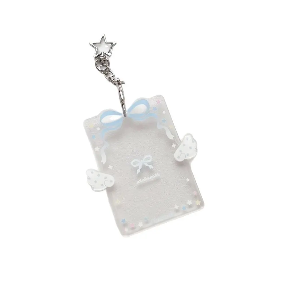 Protector de tarjetas acrílico con lazo, ala de ángel y llavero estrella - imagen 4