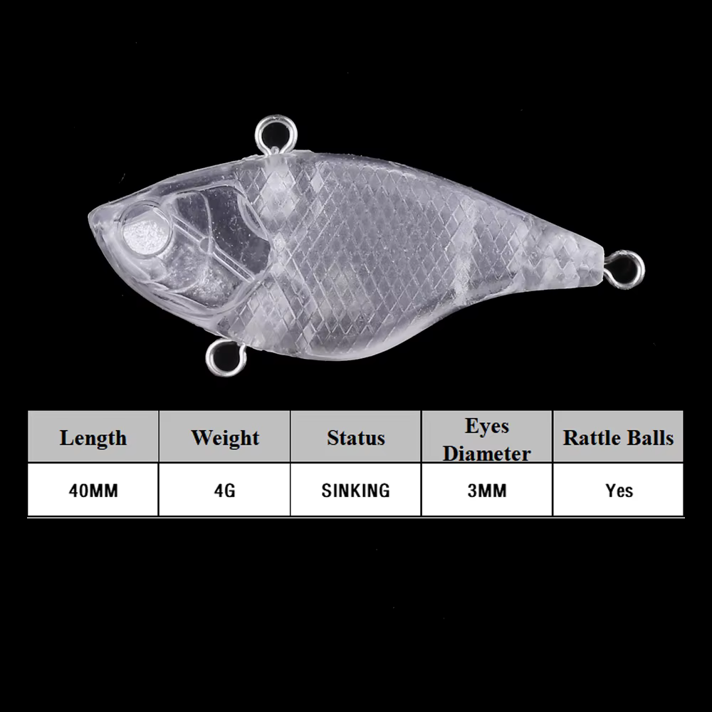 Chan'sHuang Lipless Crankbait sin pintar 40mm 4g señuelo pesca - imagen 4