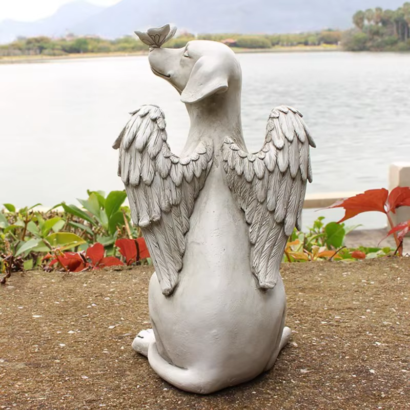 Figura de resina de perro alado para jardín decorativo - imagen 2