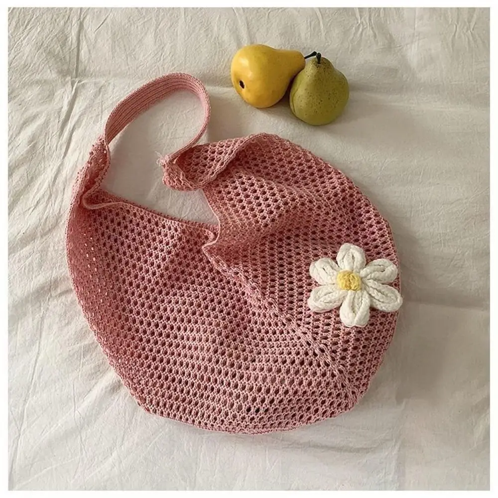 Bolso de ganchillo calado hecho a mano, malla gran capacidad - imagen 3