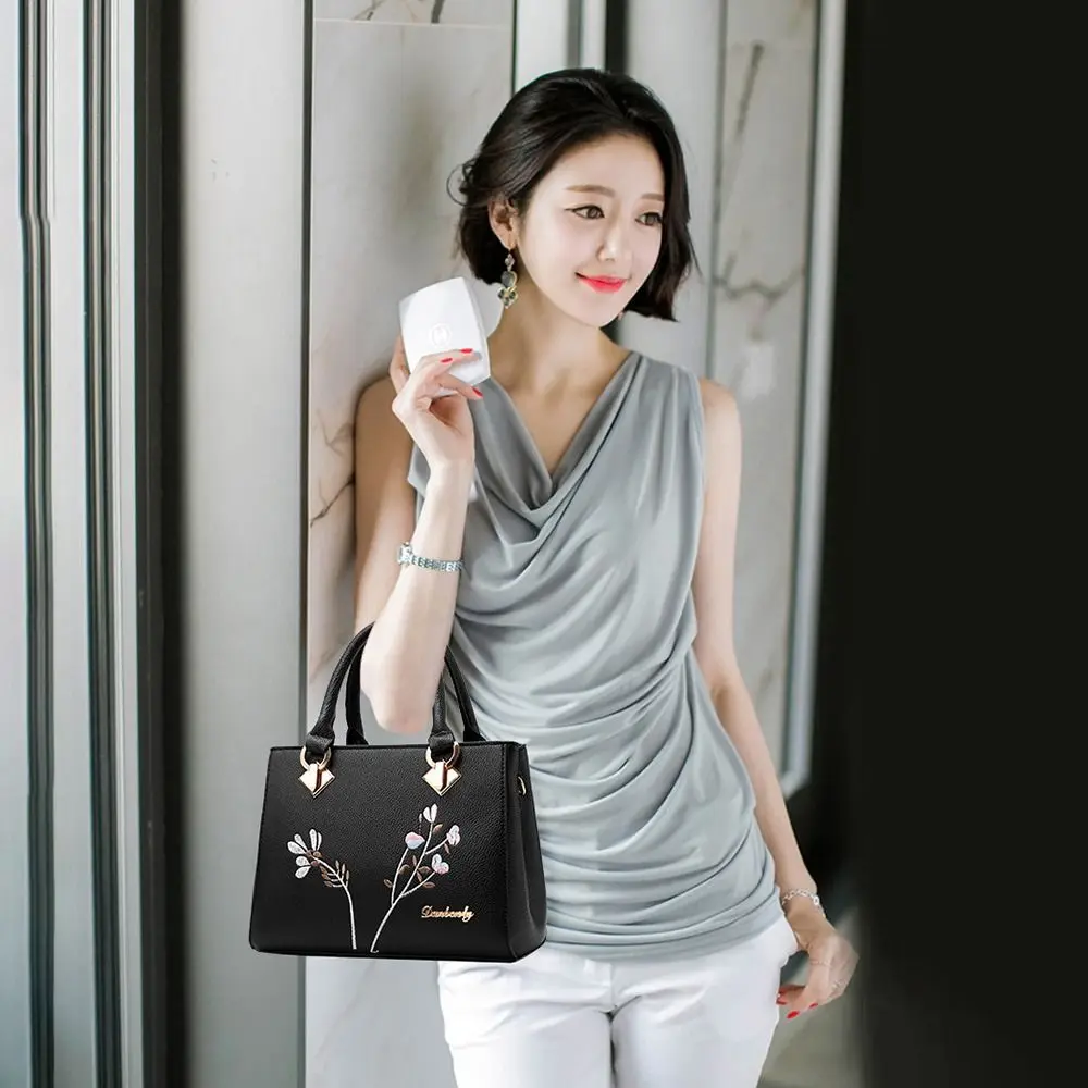 Bolso de mano elegante de PU para mujer, gran capacidad