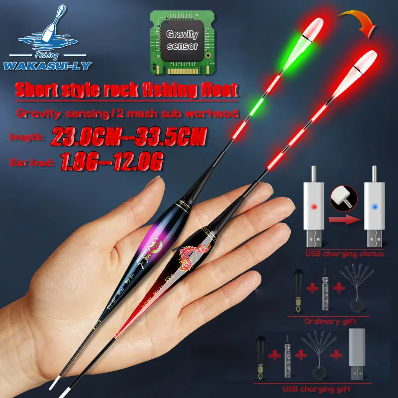 Flotador nocturno LED con sensor de gravedad – Tipo corto para pesca
