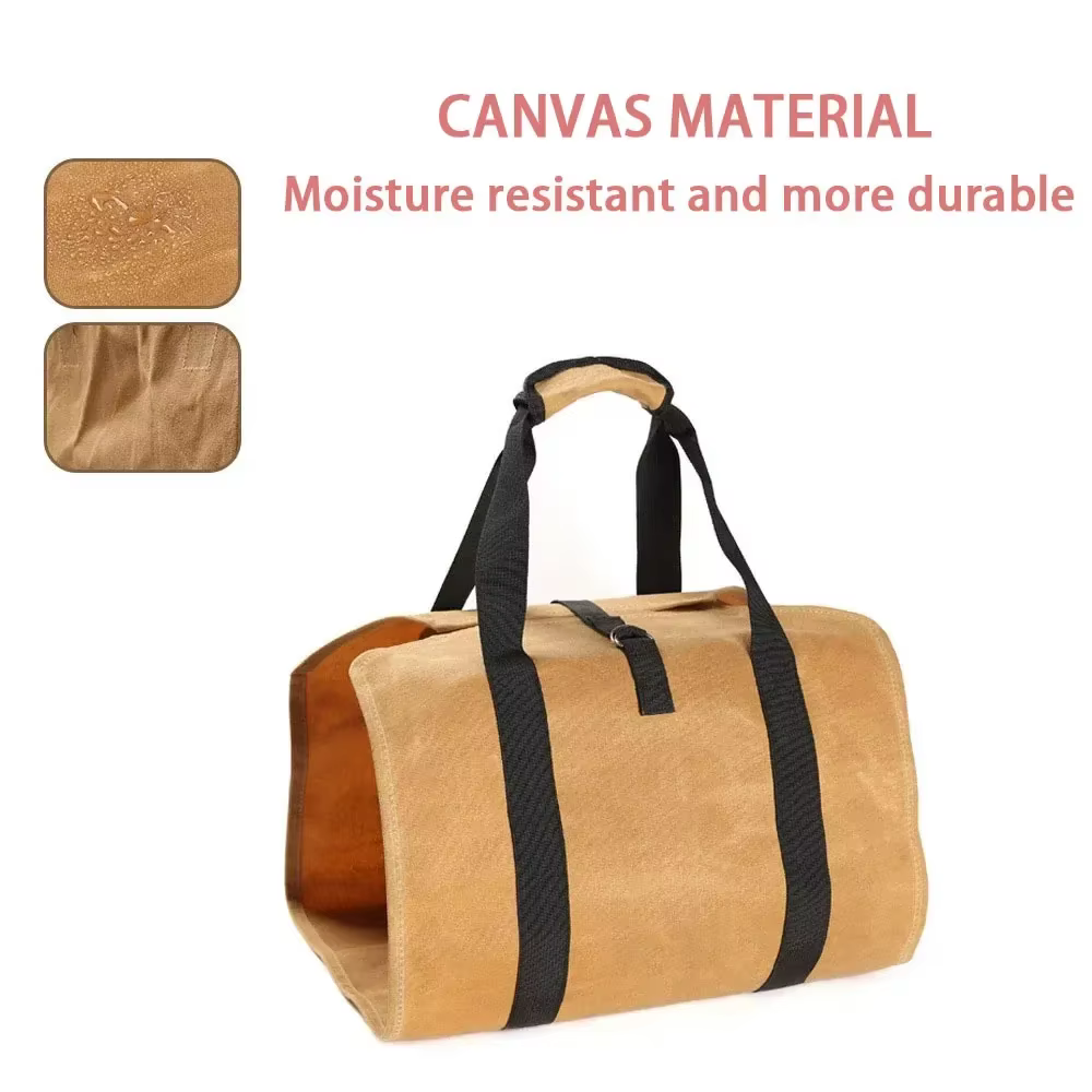 Bolsa de lona para leña – Gran capacidad y transporte cómodo - imagen 3