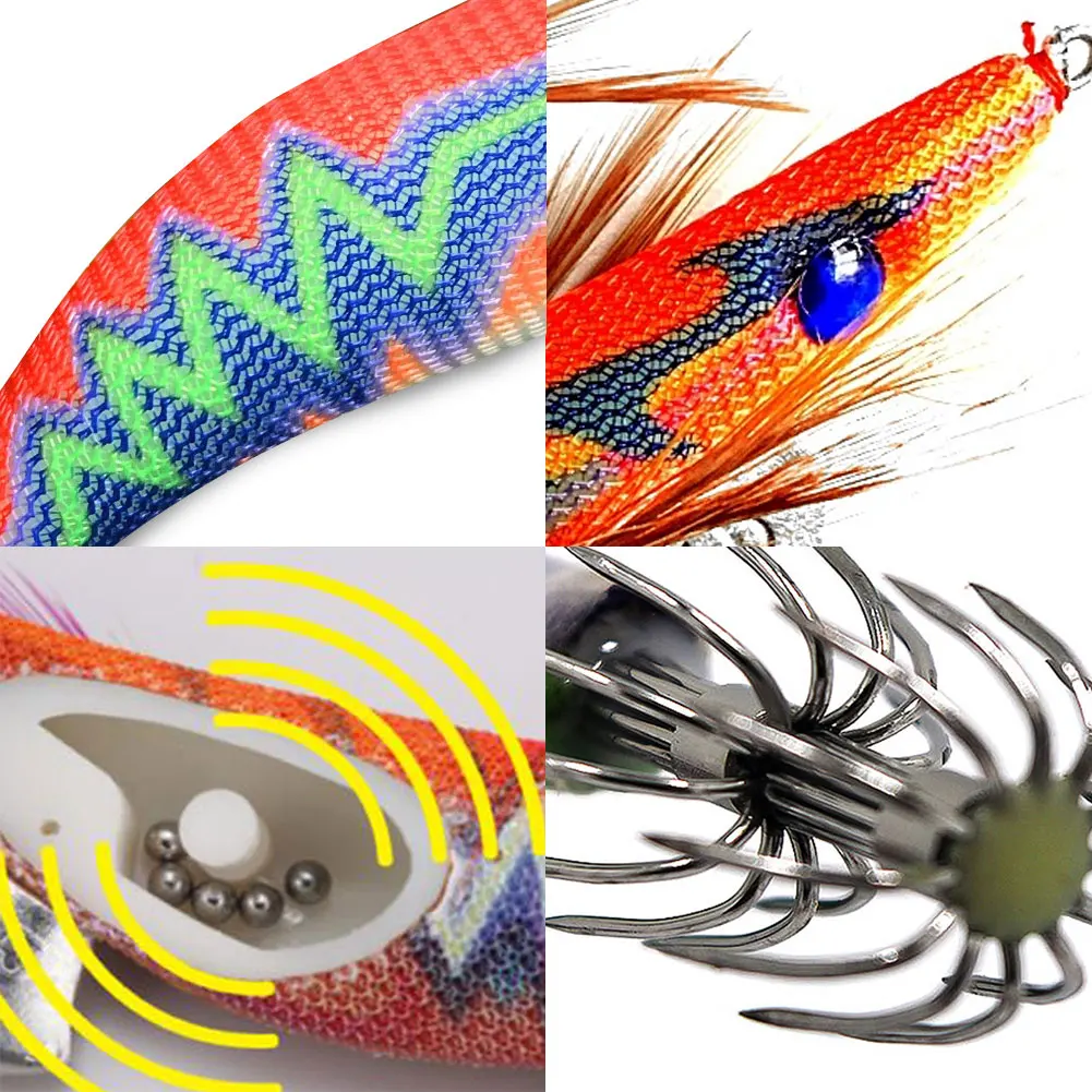 FREE FISHER Señuelos para calamar con anzuelo tipo paraguas - imagen 4