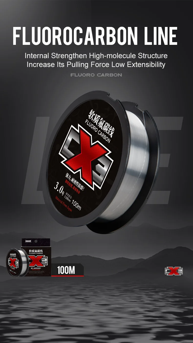 Carrete de línea de fluorocarbono Kingdom CX3