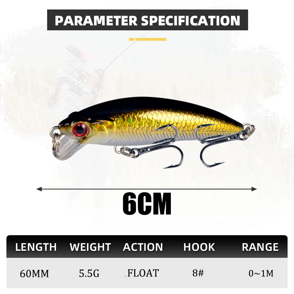 Señuelo Minnow duro con plumas para pesca - imagen 2
