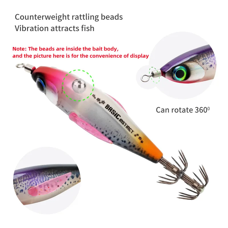 Jig EGI luminoso para calamar tipo gamba con gancho - imagen 5