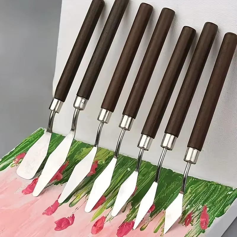 Raspadores y paleta de cuchillos al óleo – 7 piezas para mezcla - imagen 3